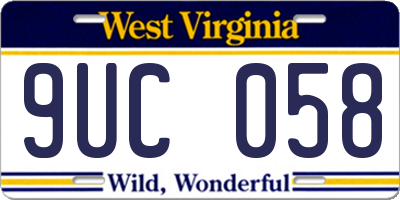 WV license plate 9UC058