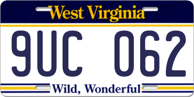 WV license plate 9UC062
