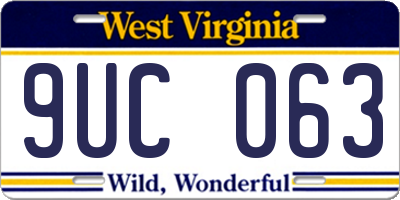 WV license plate 9UC063