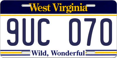 WV license plate 9UC070