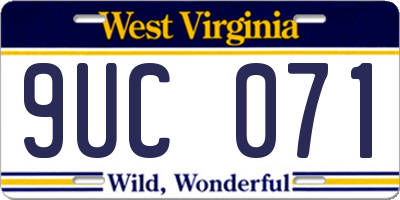 WV license plate 9UC071