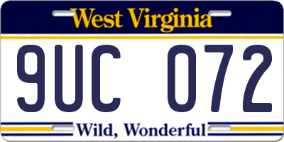 WV license plate 9UC072