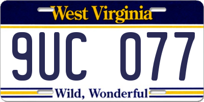 WV license plate 9UC077