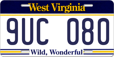 WV license plate 9UC080