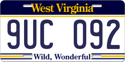 WV license plate 9UC092