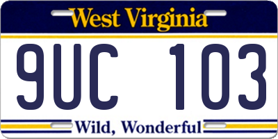 WV license plate 9UC103