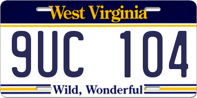 WV license plate 9UC104