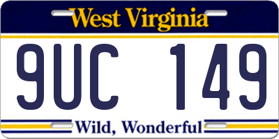 WV license plate 9UC149
