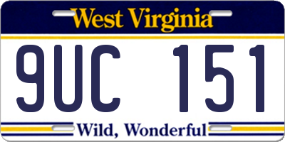 WV license plate 9UC151