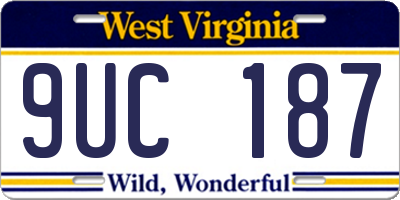 WV license plate 9UC187