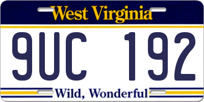 WV license plate 9UC192