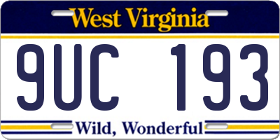 WV license plate 9UC193