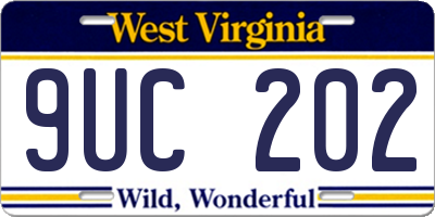 WV license plate 9UC202