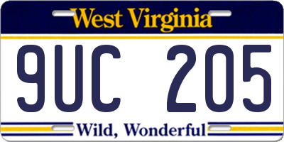 WV license plate 9UC205