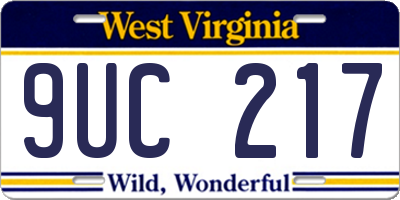 WV license plate 9UC217