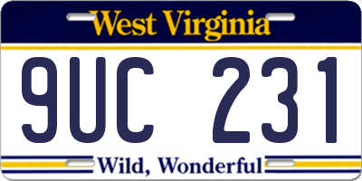 WV license plate 9UC231