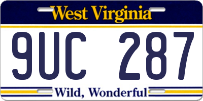 WV license plate 9UC287