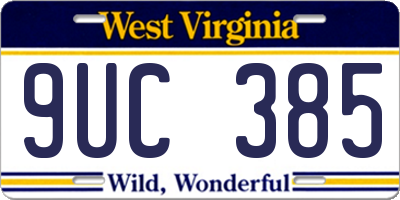 WV license plate 9UC385