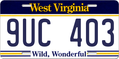 WV license plate 9UC403