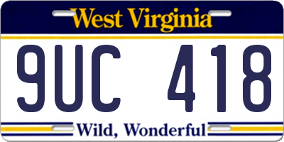WV license plate 9UC418