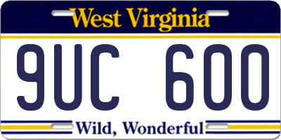 WV license plate 9UC600
