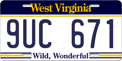 WV license plate 9UC671