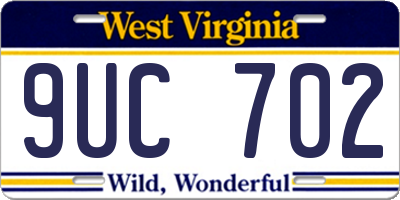 WV license plate 9UC702