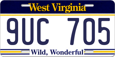 WV license plate 9UC705