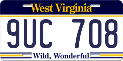 WV license plate 9UC708