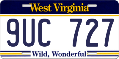 WV license plate 9UC727