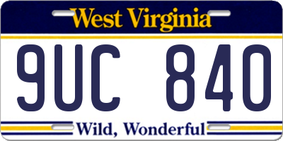WV license plate 9UC840