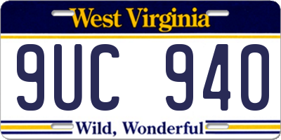 WV license plate 9UC940