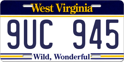 WV license plate 9UC945