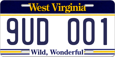 WV license plate 9UD001