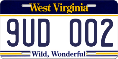 WV license plate 9UD002
