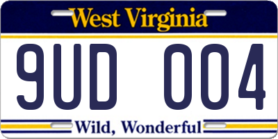 WV license plate 9UD004