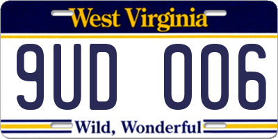WV license plate 9UD006