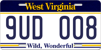 WV license plate 9UD008