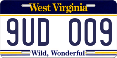 WV license plate 9UD009