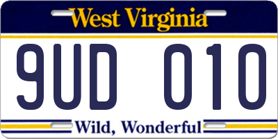 WV license plate 9UD010