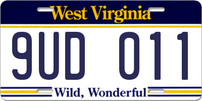 WV license plate 9UD011