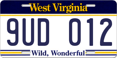 WV license plate 9UD012