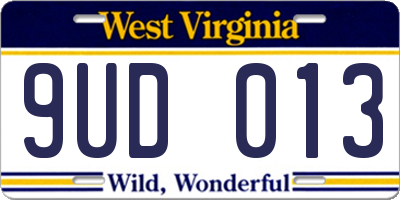 WV license plate 9UD013