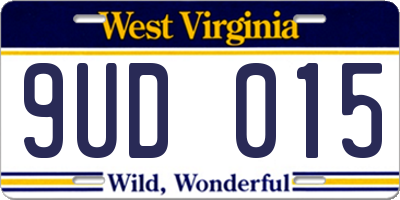WV license plate 9UD015