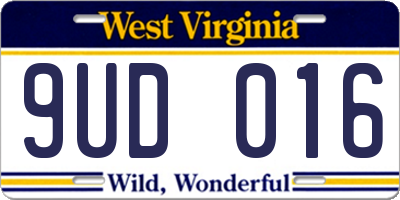 WV license plate 9UD016