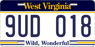 WV license plate 9UD018