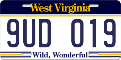 WV license plate 9UD019