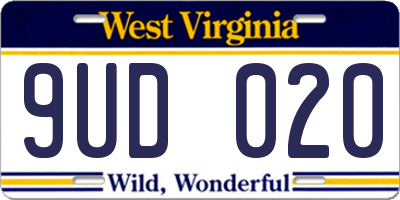 WV license plate 9UD020