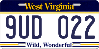 WV license plate 9UD022