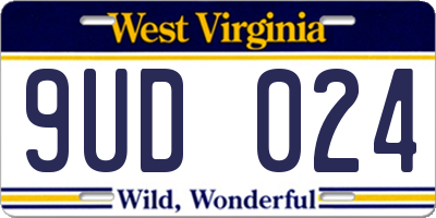 WV license plate 9UD024